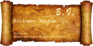 Biringer Ibolya névjegykártya